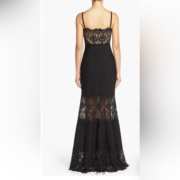 Tadashi Shoji Strapless Lace Inset Pintuck Jersey Gown in Royal Blue - Picture 6 of 7